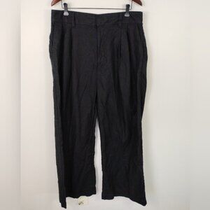Gap Womens Pleated Linen Chino Pants Size 18 Tall Black High Rise Pockets Beach